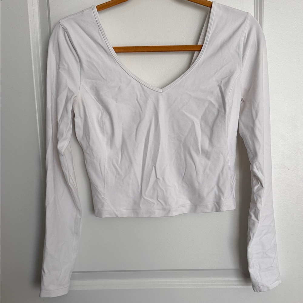 lululemon athletica White Long Sleeve V-Neck Top